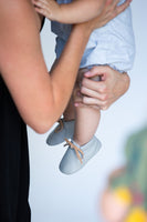Load image into Gallery viewer, hudson grey leather baby booties

