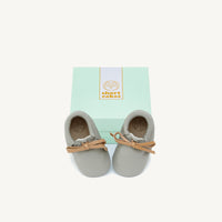 Load image into Gallery viewer, hudson grey leather baby booties