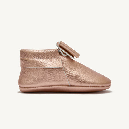 elsa rose gold baby moccasins