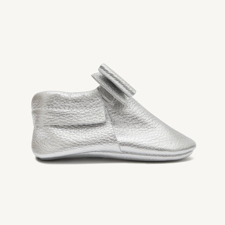 elsa silver baby moccasins