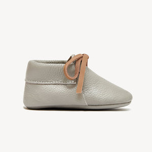 hudson grey leather baby booties