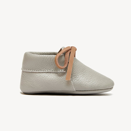 hudson grey leather baby booties
