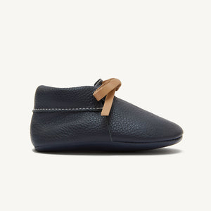hudson navy leather baby booties