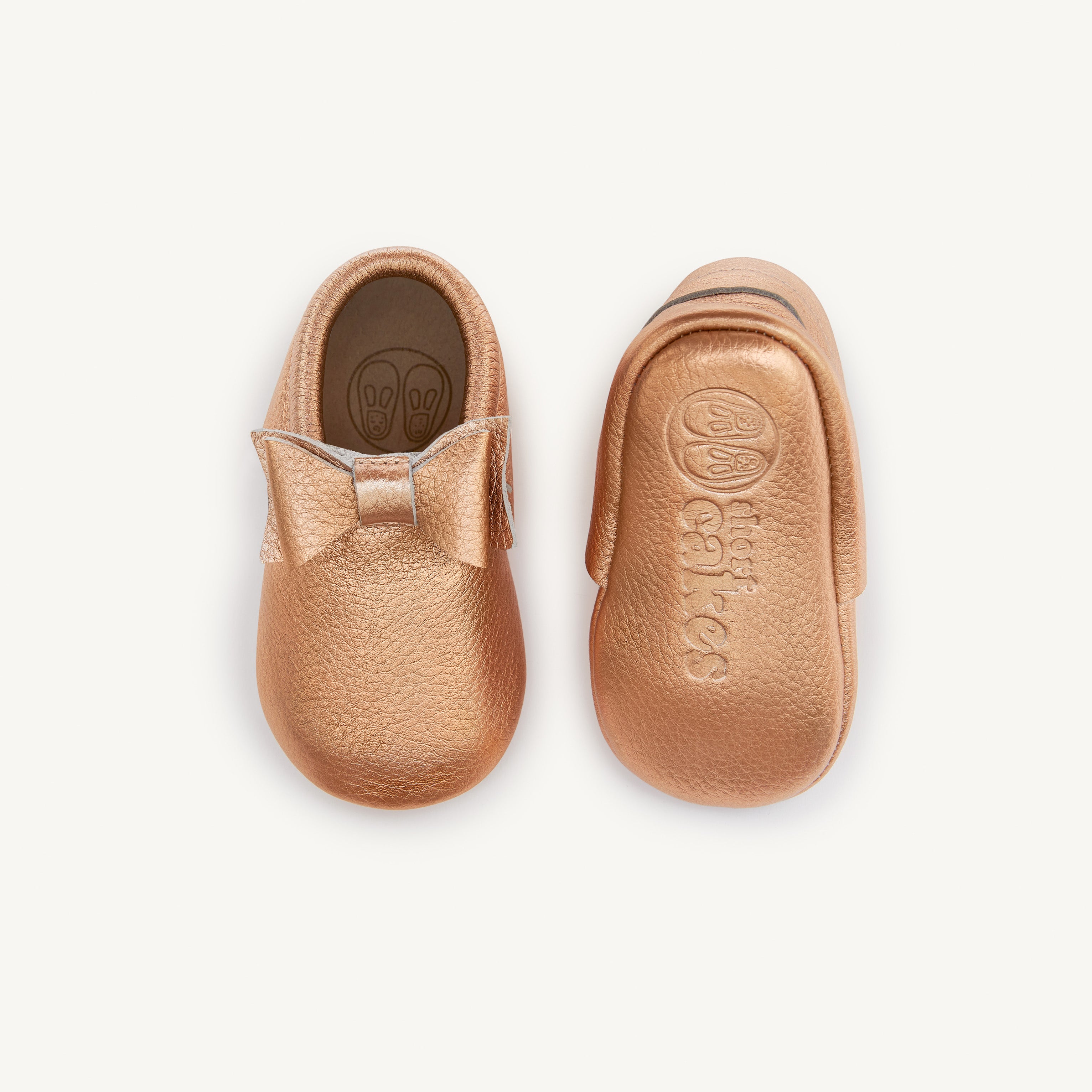 elsa rose gold baby moccasins from Short Cakes Short Cakes