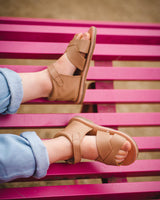 Load image into Gallery viewer, poppy tan leather toddler sandals
