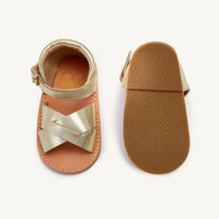 Load image into Gallery viewer, poppy gold leather toddler sandals
