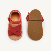 Load image into Gallery viewer, poppy red leather toddler sandals
