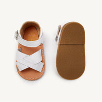 Load image into Gallery viewer, poppy white leather toddler sandals
