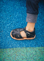 Load image into Gallery viewer, rylee navy leather toddler sandals

