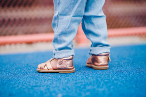 rylee rose gold leather toddler sandals