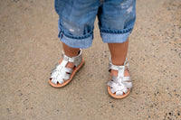 Load image into Gallery viewer, rylee silver leather toddler sandals
