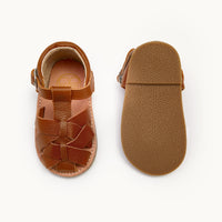 Load image into Gallery viewer, rylee cognac leather toddler sandals
