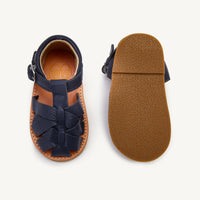 Load image into Gallery viewer, rylee navy leather toddler sandals
