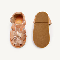 Load image into Gallery viewer, rylee rose gold leather toddler sandals
