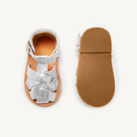 Load image into Gallery viewer, rylee silver leather toddler sandals
