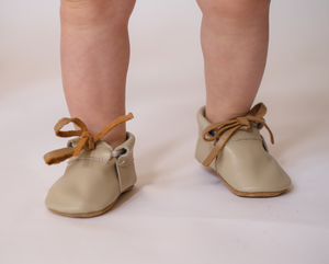 hudson off white leather baby booties