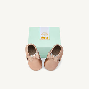 elsa rose gold baby moccasins
