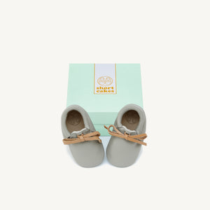 hudson grey leather baby booties