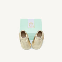Load image into Gallery viewer, sunny gold baby moccasins
