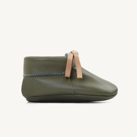 hudson military leather baby booties
