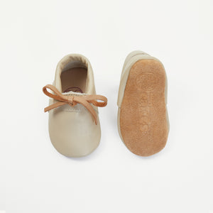 hudson off white leather baby booties